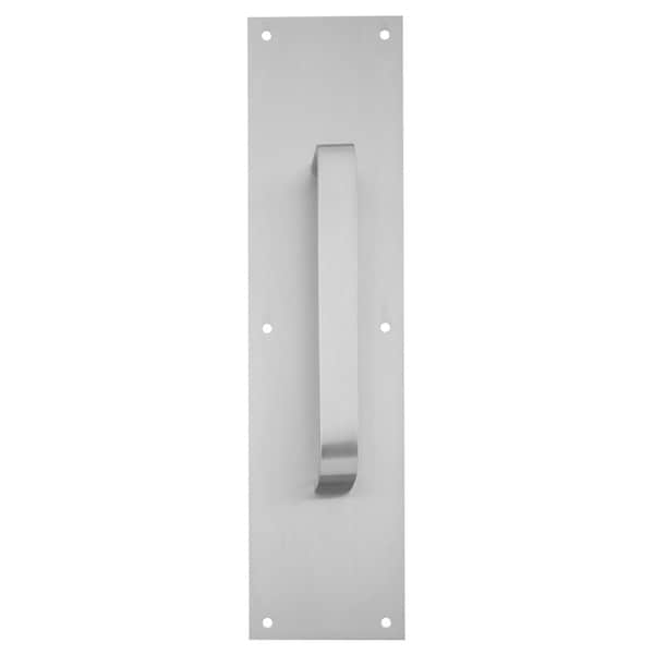 Pull Plate, 8-in CTC, 1-in Flattened 1/2 Rnd, 1-1/2-in Clearance, 4-in x 16-in, Stn Stainless Steel
